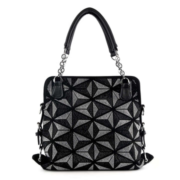 Rhinestone Pattern Shoulder Bag - Black